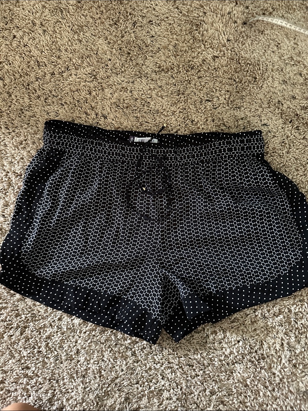 NWOT Jennifer Lopez Black Polka Dot & Hex Print Shorts
